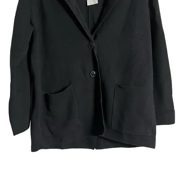 J.Crew Two-Button Black Sweater Knit Blazer Size Petite Medium - Picture 3 of 11